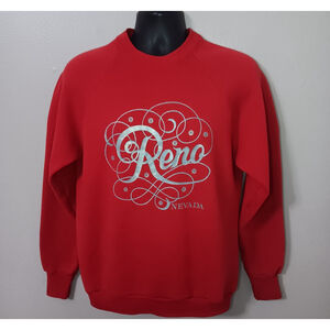 Vintage 90s Reno Nevada Adult Medium Sweatshirt Crewneck Red FOTL USA Made
